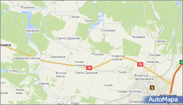 mapa Przysów, Przysów na mapie Targeo