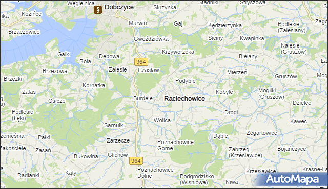 mapa Raciechowice, Raciechowice na mapie Targeo