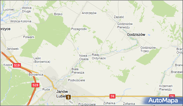 mapa Rataj Ordynacki, Rataj Ordynacki na mapie Targeo