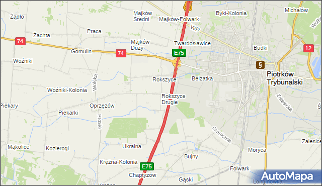 mapa Rokszyce Drugie, Rokszyce Drugie na mapie Targeo