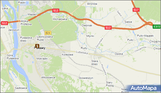 mapa Rudy gmina Końskowola, Rudy gmina Końskowola na mapie Targeo