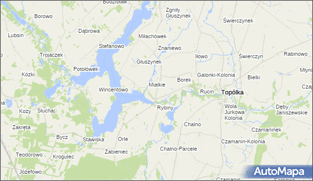 mapa Rybiny Leśne, Rybiny Leśne na mapie Targeo