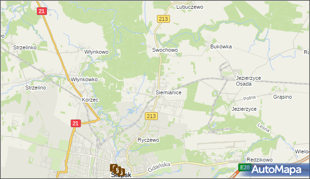 mapa Siemianice gmina Słupsk, Siemianice gmina Słupsk na mapie Targeo