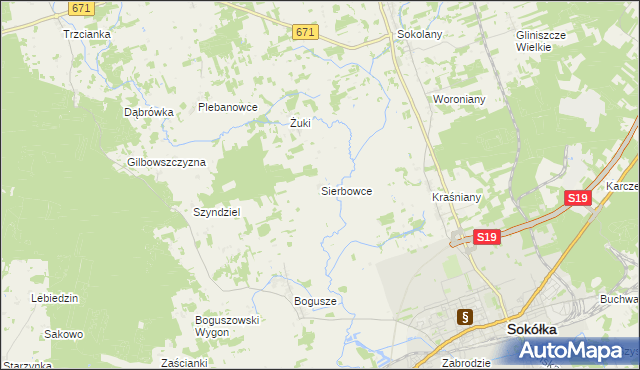 mapa Sierbowce, Sierbowce na mapie Targeo