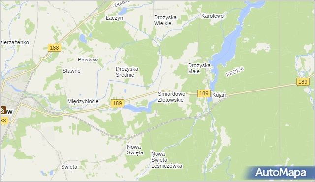 mapa Śmiardowo Złotowskie, Śmiardowo Złotowskie na mapie Targeo