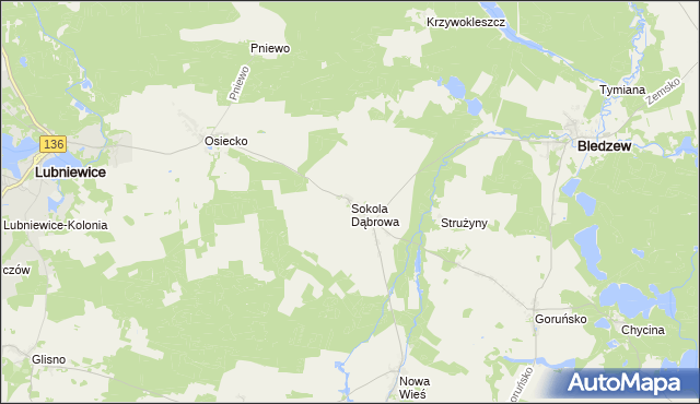 mapa Sokola Dąbrowa, Sokola Dąbrowa na mapie Targeo