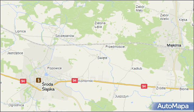 mapa Święte gmina Środa Śląska, Święte gmina Środa Śląska na mapie Targeo