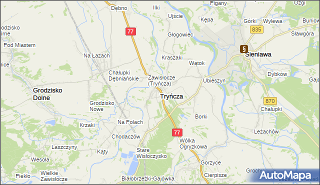 mapa Tryńcza, Tryńcza na mapie Targeo