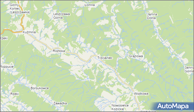 mapa Trzcianiec, Trzcianiec na mapie Targeo