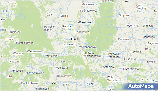 mapa Wierzbanowa, Wierzbanowa na mapie Targeo