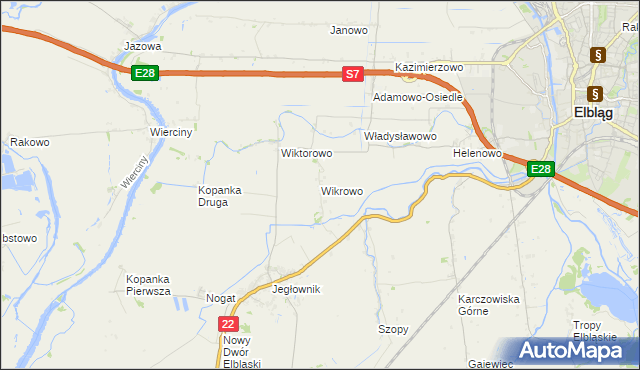 mapa Wikrowo gmina Gronowo Elbląskie, Wikrowo gmina Gronowo Elbląskie na mapie Targeo