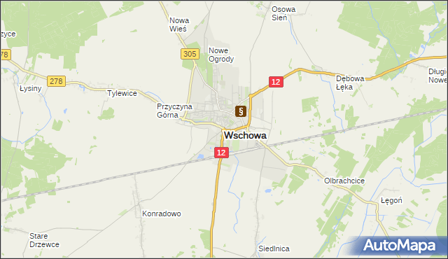 mapa Wschowa, Wschowa na mapie Targeo