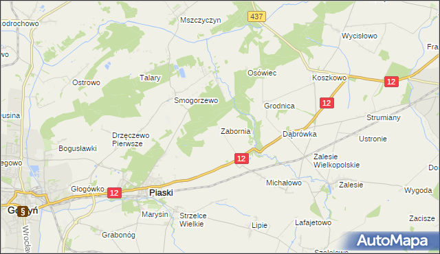 mapa Zabornia gmina Piaski, Zabornia gmina Piaski na mapie Targeo