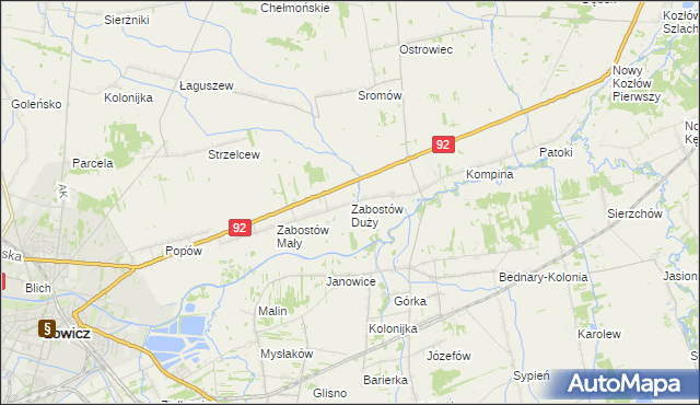 mapa Zabostów Duży, Zabostów Duży na mapie Targeo