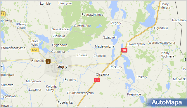 mapa Zaleskie gmina Sejny, Zaleskie gmina Sejny na mapie Targeo
