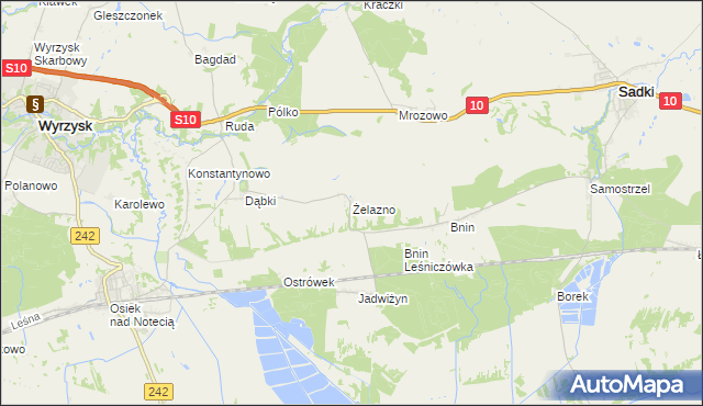 mapa Żelazno gmina Wyrzysk, Żelazno gmina Wyrzysk na mapie Targeo