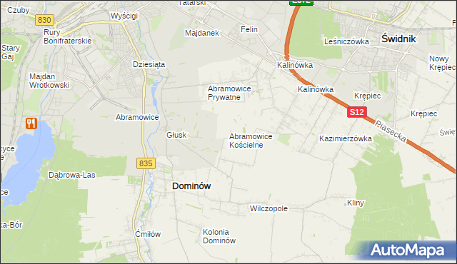 mapa Abramowice Kościelne, Abramowice Kościelne na mapie Targeo