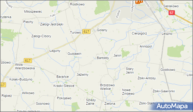 mapa Bartołdy, Bartołdy na mapie Targeo