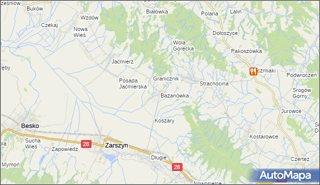 mapa Bażanówka, Bażanówka na mapie Targeo