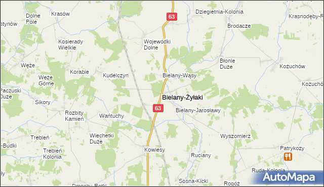 mapa Bielany-Żyłaki, Bielany-Żyłaki na mapie Targeo