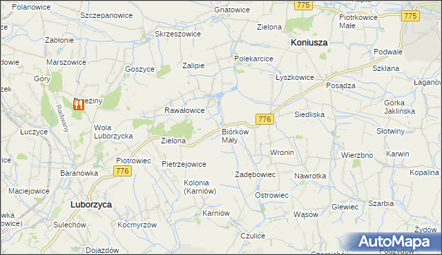 mapa Biórków Mały, Biórków Mały na mapie Targeo