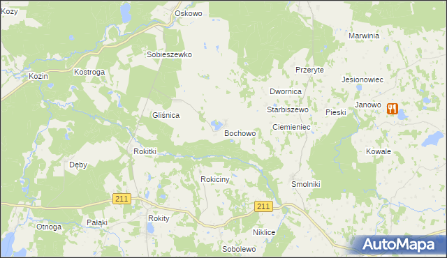 mapa Bochowo, Bochowo na mapie Targeo