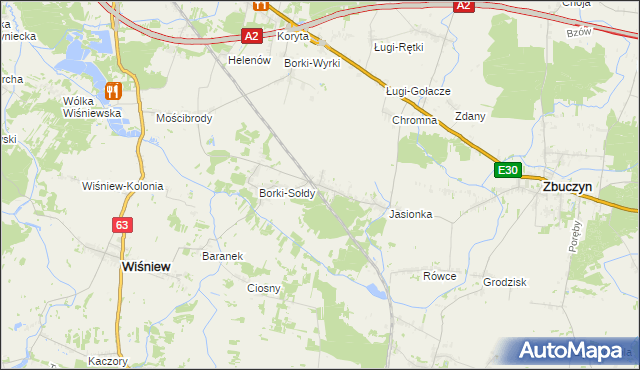 mapa Borki-Kosy, Borki-Kosy na mapie Targeo