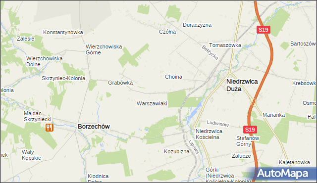 mapa Borkowizna gmina Niedrzwica Duża, Borkowizna gmina Niedrzwica Duża na mapie Targeo