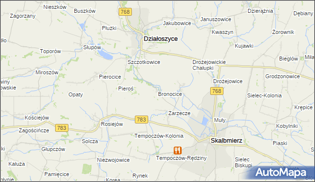 mapa Bronocice, Bronocice na mapie Targeo