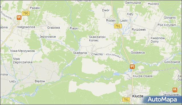 mapa Chechło gmina Klucze, Chechło gmina Klucze na mapie Targeo