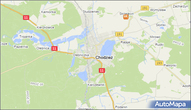 mapa Chodzież, Chodzież na mapie Targeo