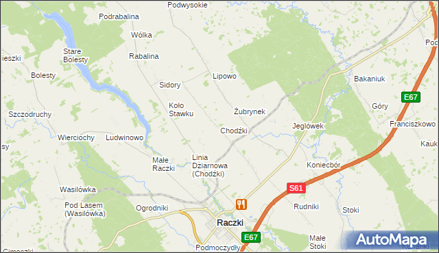 mapa Chodźki, Chodźki na mapie Targeo