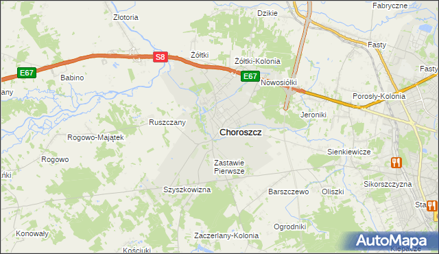 mapa Choroszcz, Choroszcz na mapie Targeo