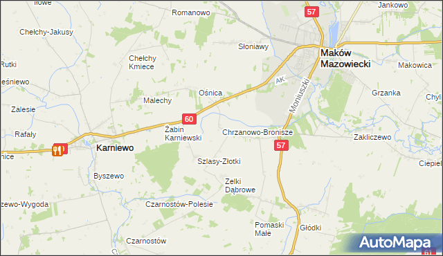 mapa Chrzanowo-Bronisze, Chrzanowo-Bronisze na mapie Targeo