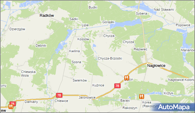 mapa Chycza-Brzóstki, Chycza-Brzóstki na mapie Targeo