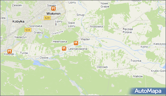 mapa Cięciwa gmina Wołomin, Cięciwa gmina Wołomin na mapie Targeo