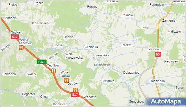 mapa Czarnówka gmina Wiązowna, Czarnówka gmina Wiązowna na mapie Targeo