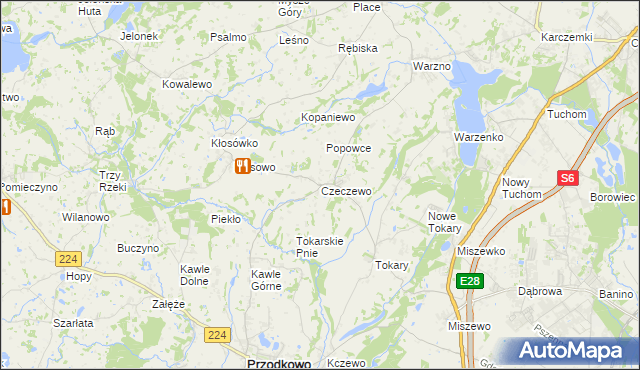 mapa Czeczewo gmina Przodkowo, Czeczewo gmina Przodkowo na mapie Targeo