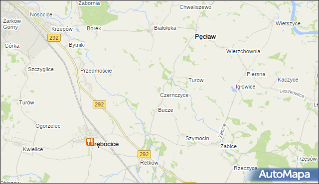 mapa Czerńczyce gmina Grębocice, Czerńczyce gmina Grębocice na mapie Targeo