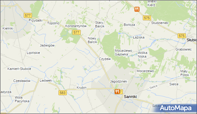 mapa Czyżew gmina Sanniki, Czyżew gmina Sanniki na mapie Targeo