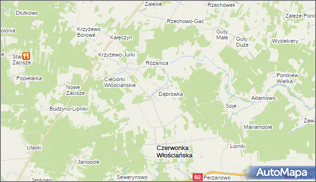 mapa Dąbrówka gmina Czerwonka, Dąbrówka gmina Czerwonka na mapie Targeo