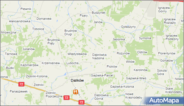 mapa Dąbrówka Nadolna, Dąbrówka Nadolna na mapie Targeo