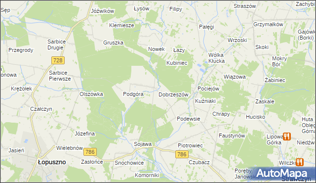 mapa Dobrzeszów, Dobrzeszów na mapie Targeo