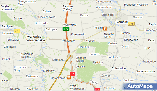 mapa Domiarki, Domiarki na mapie Targeo