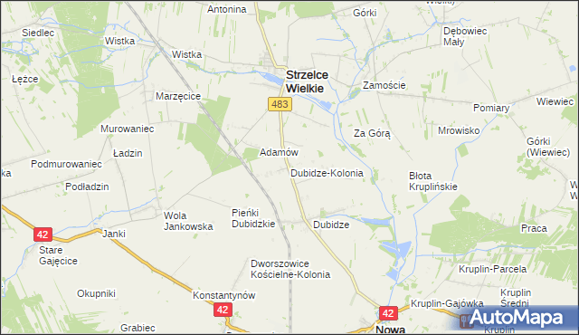 mapa Dubidze-Kolonia, Dubidze-Kolonia na mapie Targeo