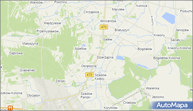 mapa Dzierżązna gmina Turek, Dzierżązna gmina Turek na mapie Targeo