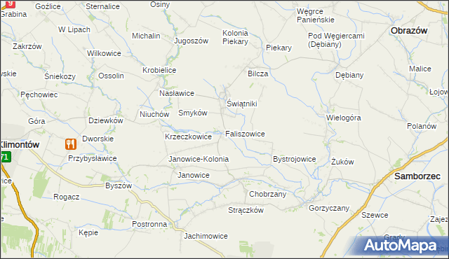 mapa Faliszowice, Faliszowice na mapie Targeo