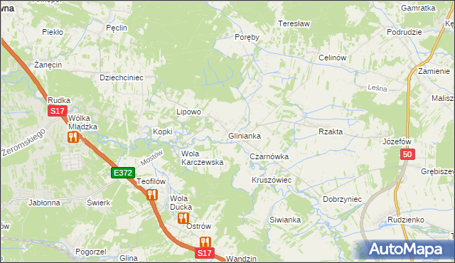 mapa Glinianka gmina Wiązowna, Glinianka gmina Wiązowna na mapie Targeo