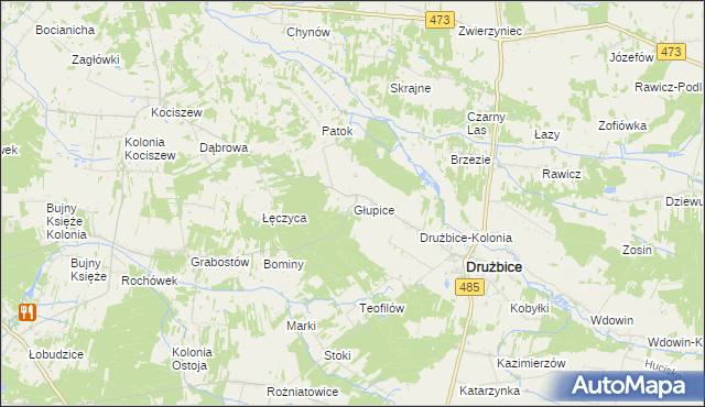 mapa Głupice, Głupice na mapie Targeo