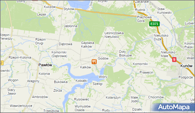mapa Godów gmina Pawłów, Godów gmina Pawłów na mapie Targeo